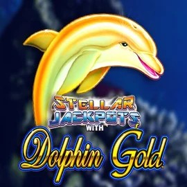Dolphin Gold with Stellar Jackpots slot logo by Lightning Box Game at Lizaro Casino